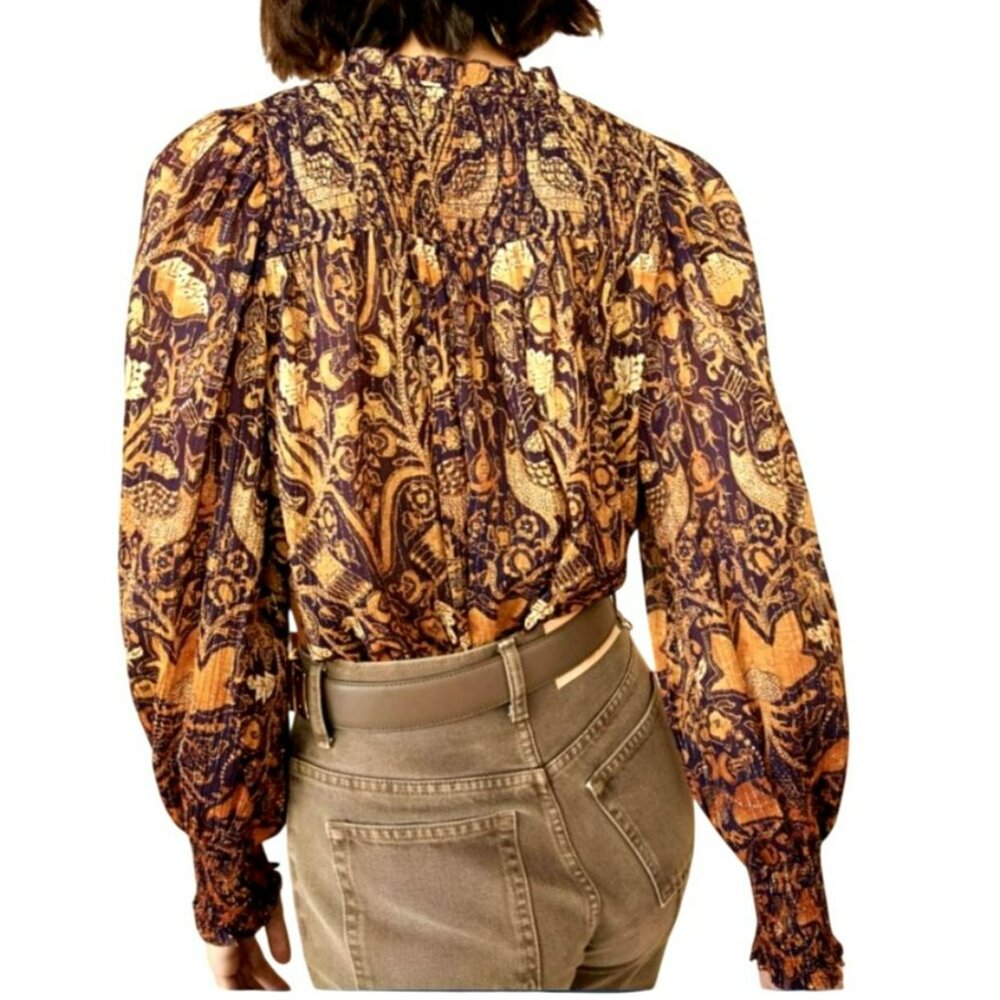 Ulla Johnson Ida Metallic Blouse Floral Size 6 NWT - Picture 3 of 11
